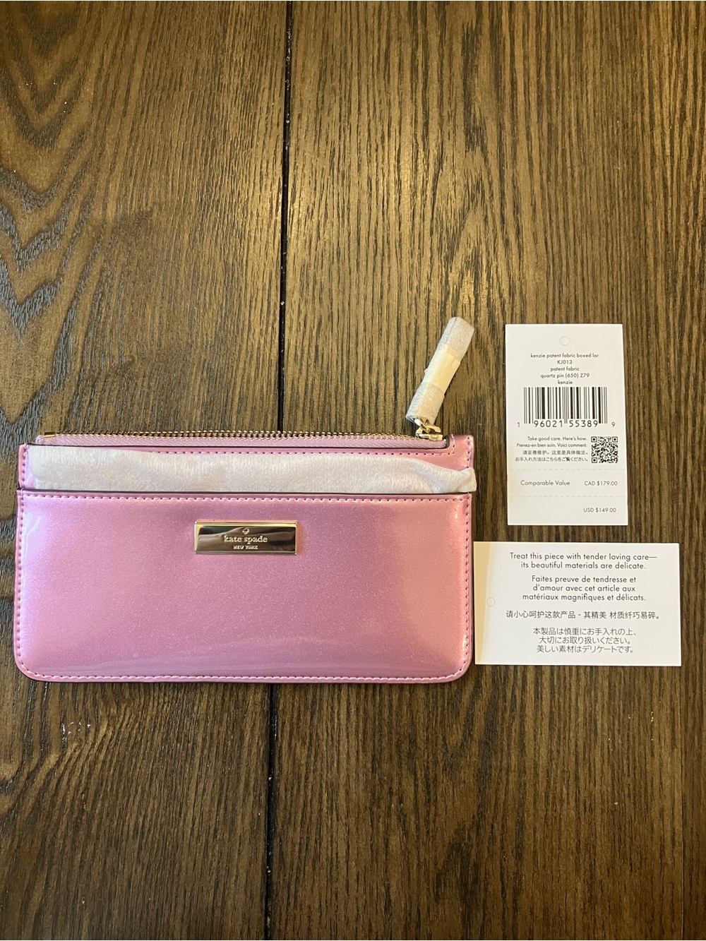 NWT Quartz Pink Kate Spade Kenzie Large Slim Cardholder